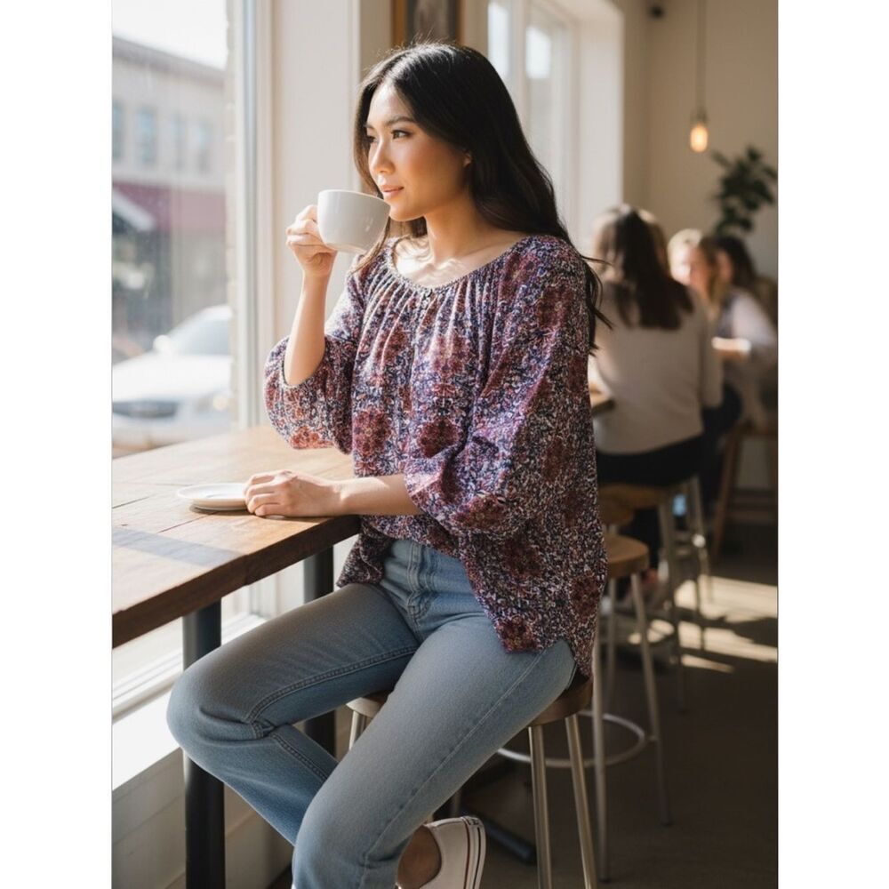Mimi Chica floral 3/4 sleeves blouse XS